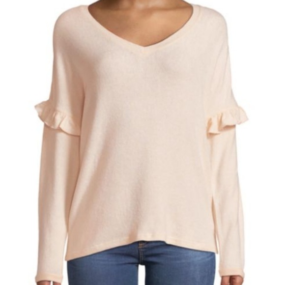 Alexander Jordan Tops - Alexander Jordan V-Neck Ruffle Trimmed Top Pink M